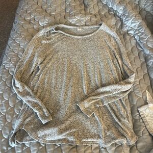 Old Navy Womens Sweater Top Large Grey Knit Long Sleeve Scoop Neck Pullover